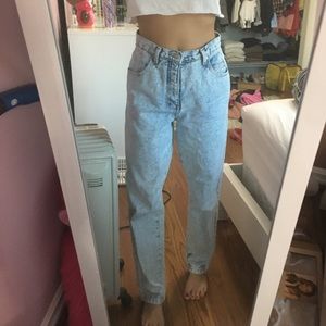 high waisted acid wash mom jeans